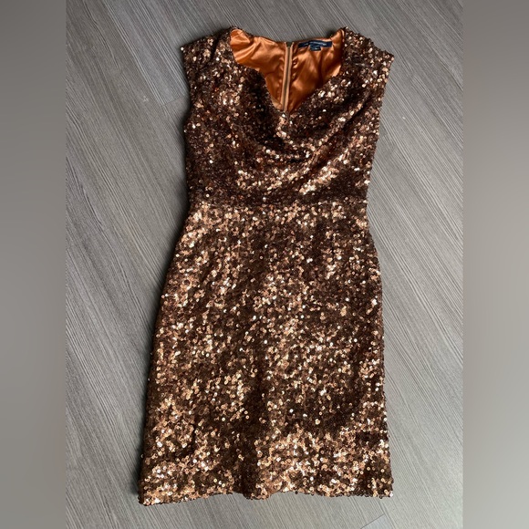 BNWOT French Connection for the Holidays! Beautiful Copper Sequin Dress, 4. - Picture 5 of 9